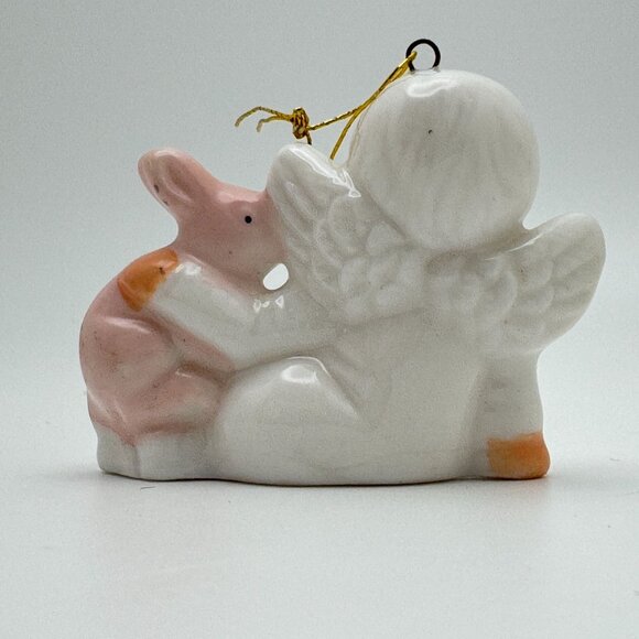 Vintage Ceramic Angel Ornaments Set Of 3 With Bird Duck Bunny Christmas Holiday - Picture 11 of 16